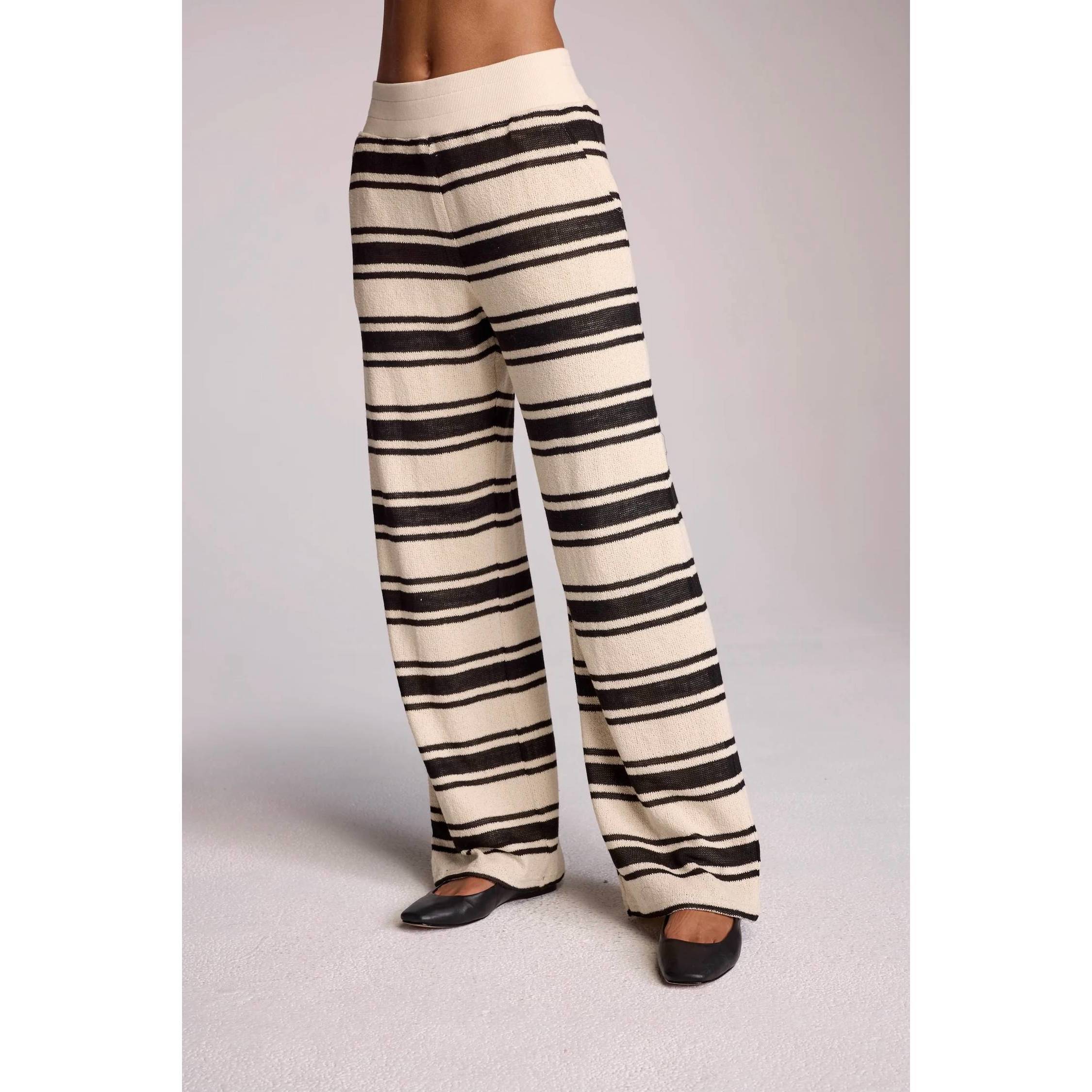 Sundays Cream And Black Striped Wide-Leg Pants